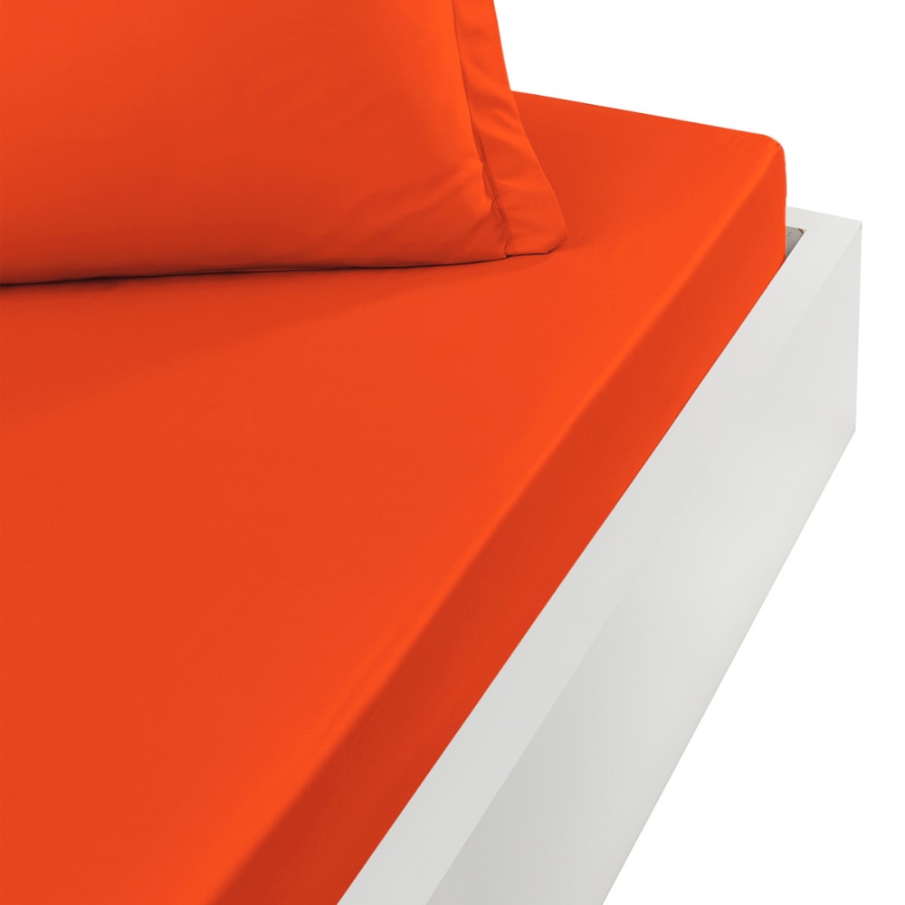 Drap housse en percale de coton Corail 90x200 cm