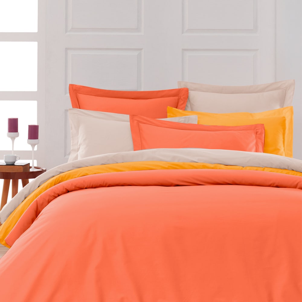 Drap housse en percale de coton corail 90x190 cm — vue 4
