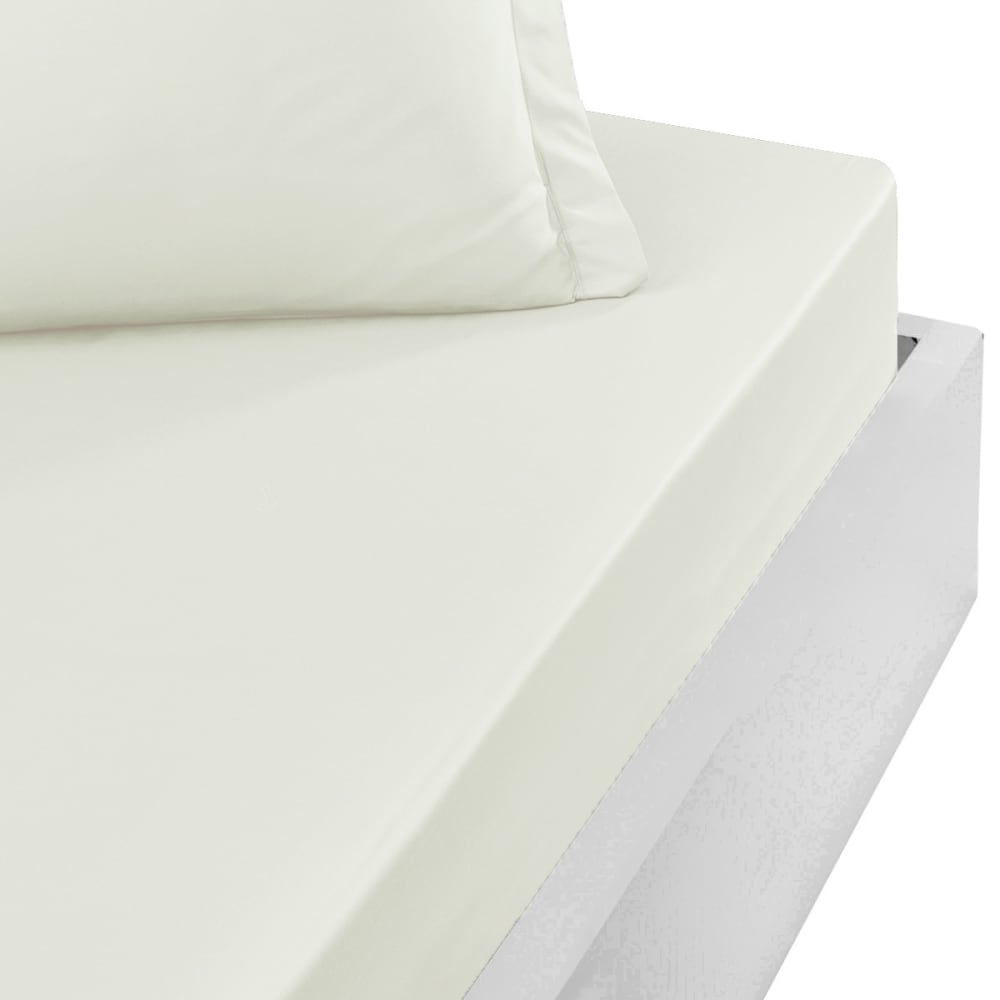 Drap housse en percale bonnet 40cm Ecru 160x200 cm