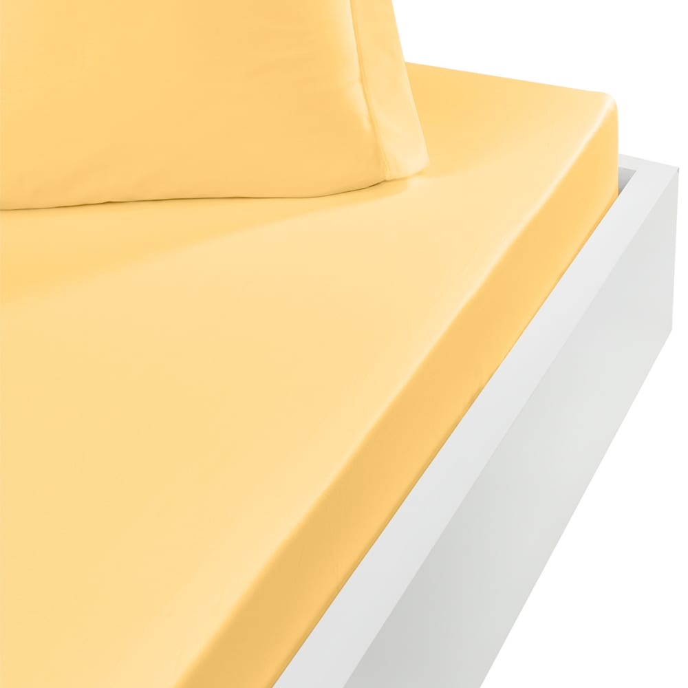 Drap housse en coton bonnet 30 cm miel 90x190 cm
