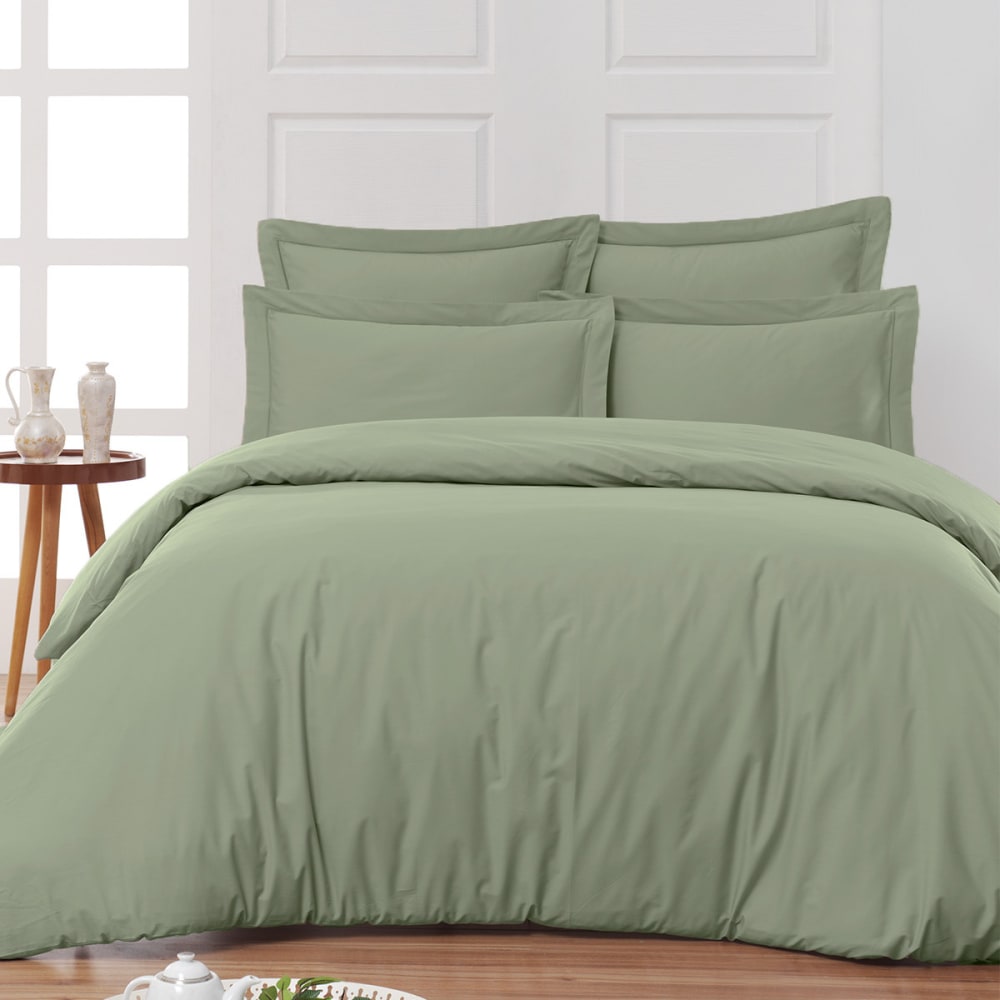 Drap housse en percale de coton sauge 140x190 cm — vue 4