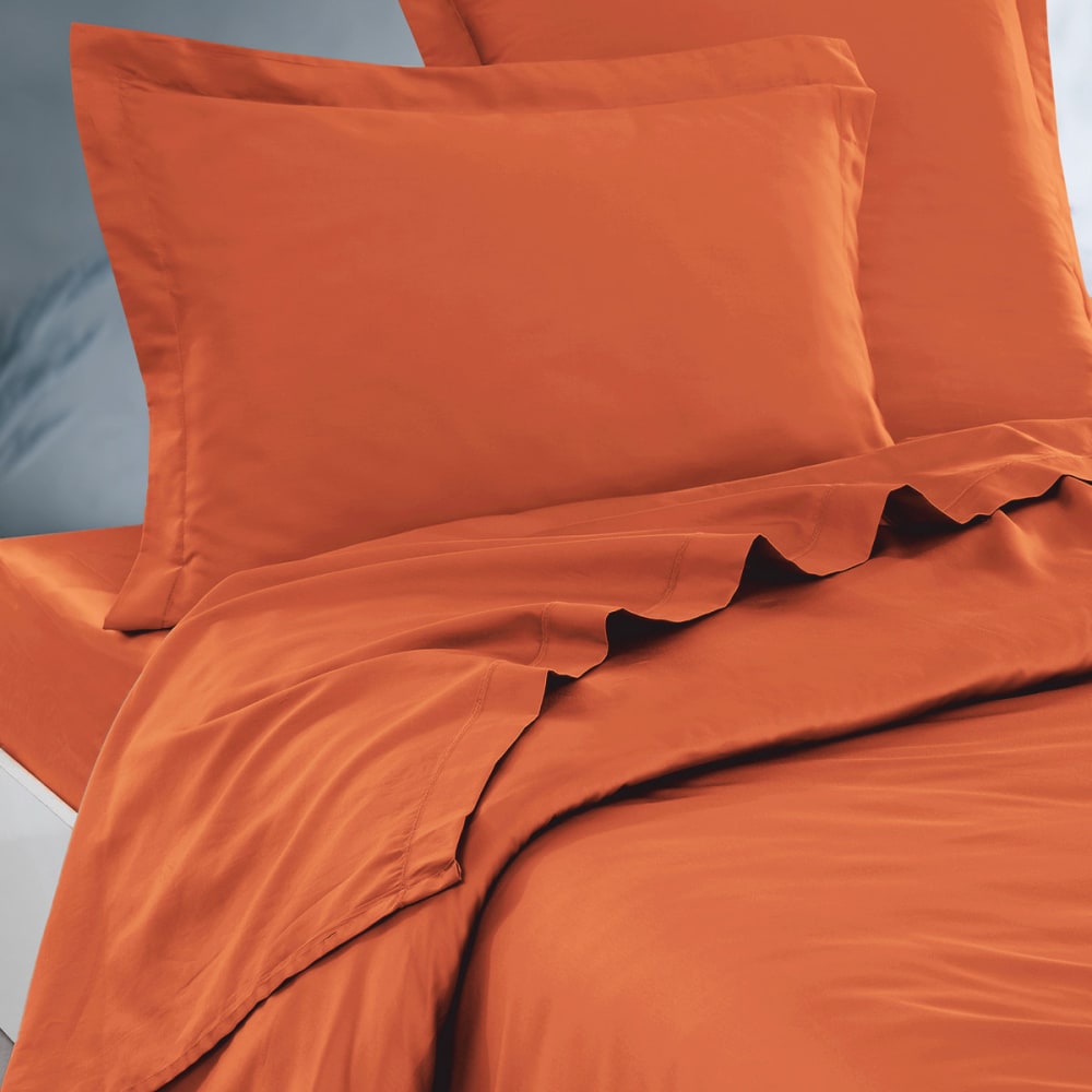 Drap plat en percale de coton corail 180x290 cm - Maisons du Monde