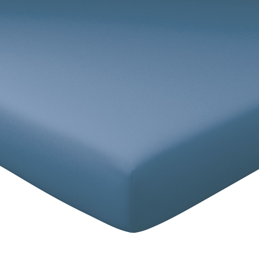 Drap-housse grand bonnet en coton bleu océan 160x200x32cm