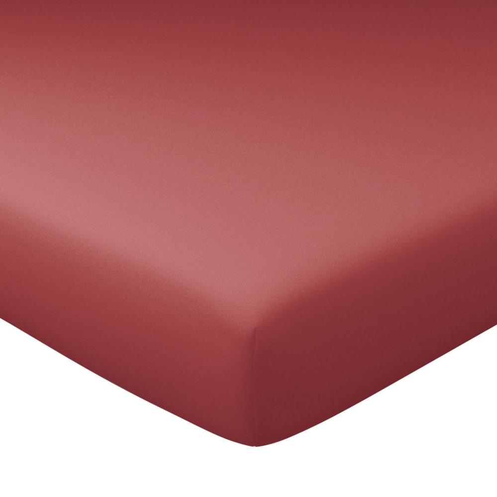 Drap-housse grand bonnet en coton orange sienne 160x200x30cm