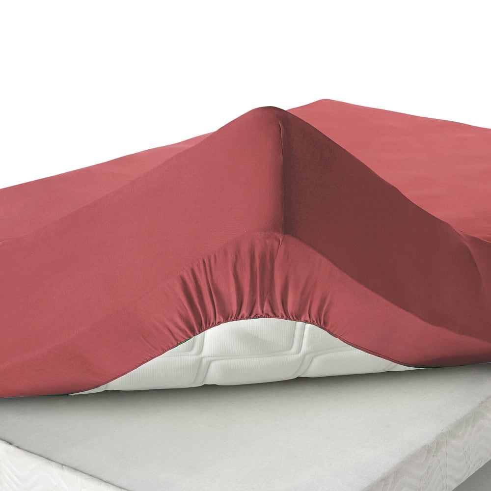 Drap-housse grand bonnet en coton orange sienne 160x200x30cm — vue 3