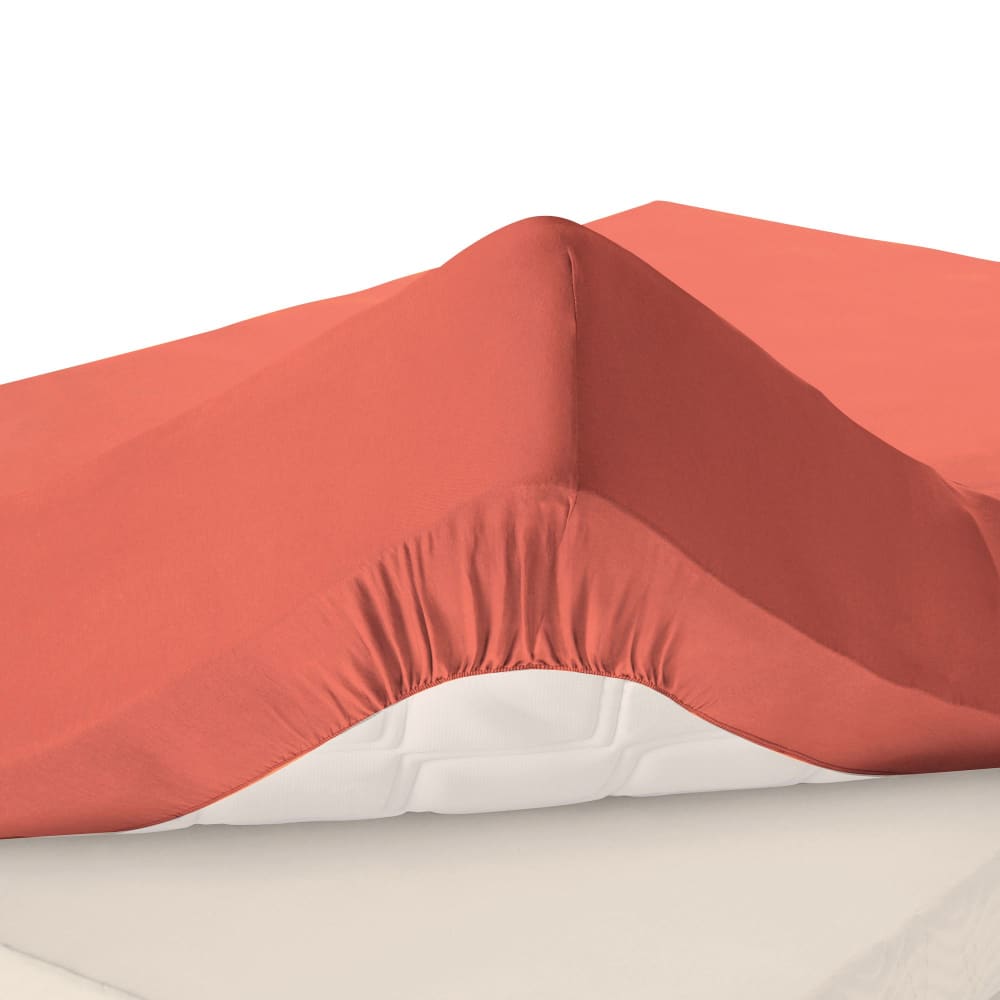 Drap-housse grand bonnet en coton orange poterie 140x200x30cm — vue 3