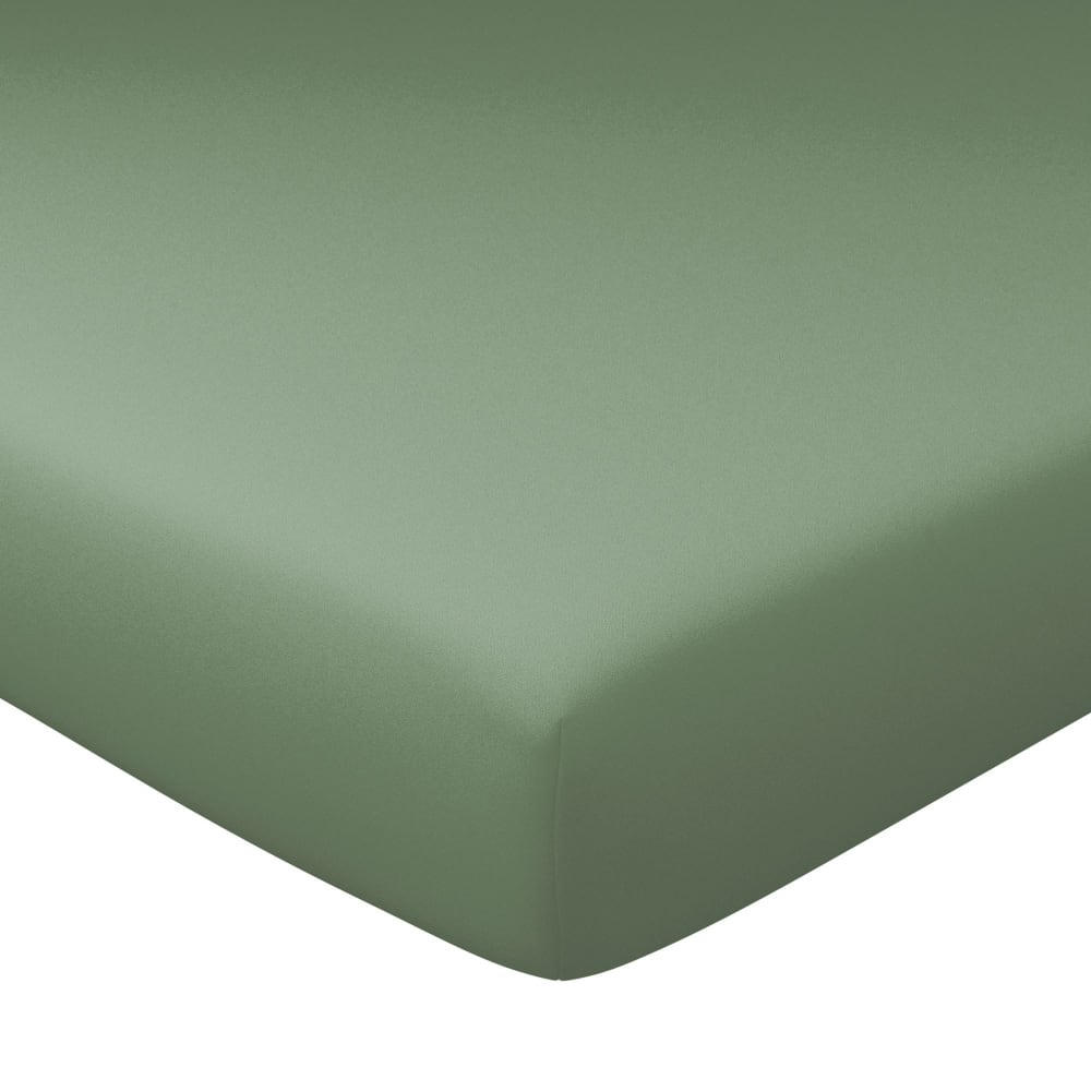 Drap-housse grand bonnet en coton vert lichen 120x200x30cm