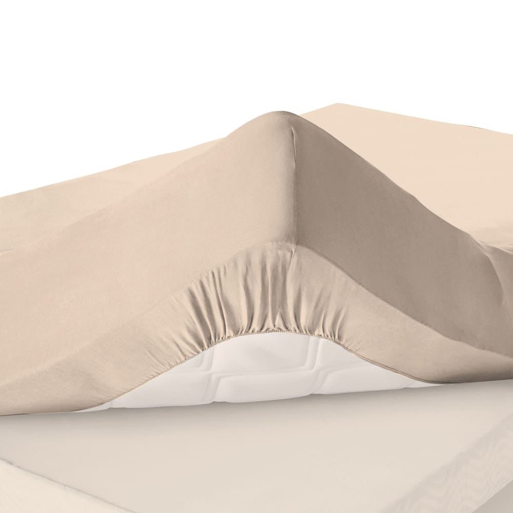 Drap-housse grand bonnet en coton beige sable 160x200x30cm — vue 3