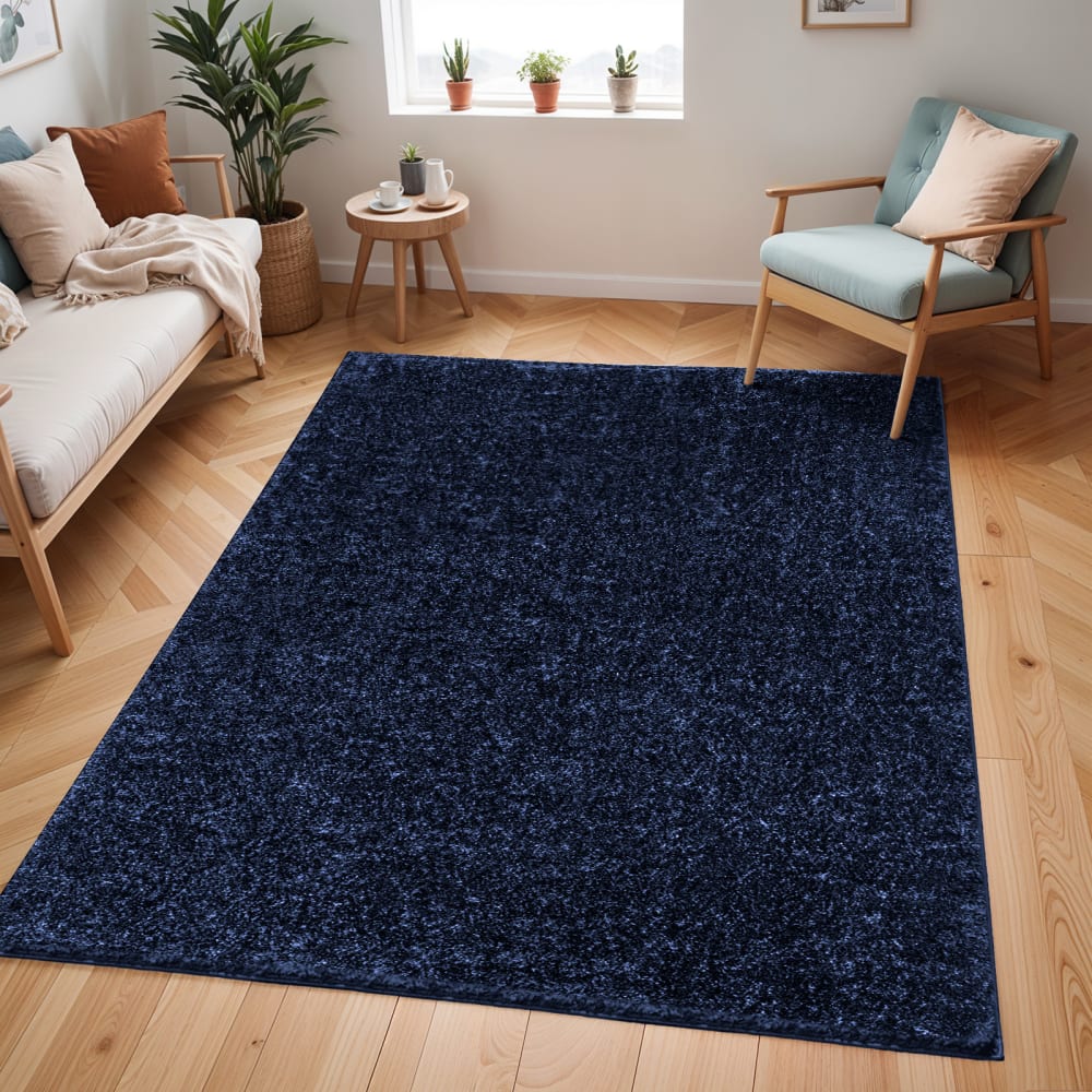Tapis shaggy uni bleu foncé 160x213 — vue 3