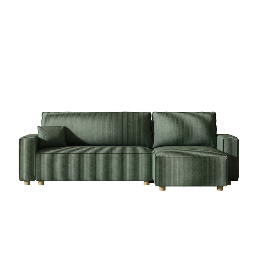 Ecksofa zum Ausziehen aus grünem Cord - Maisons Du Monde