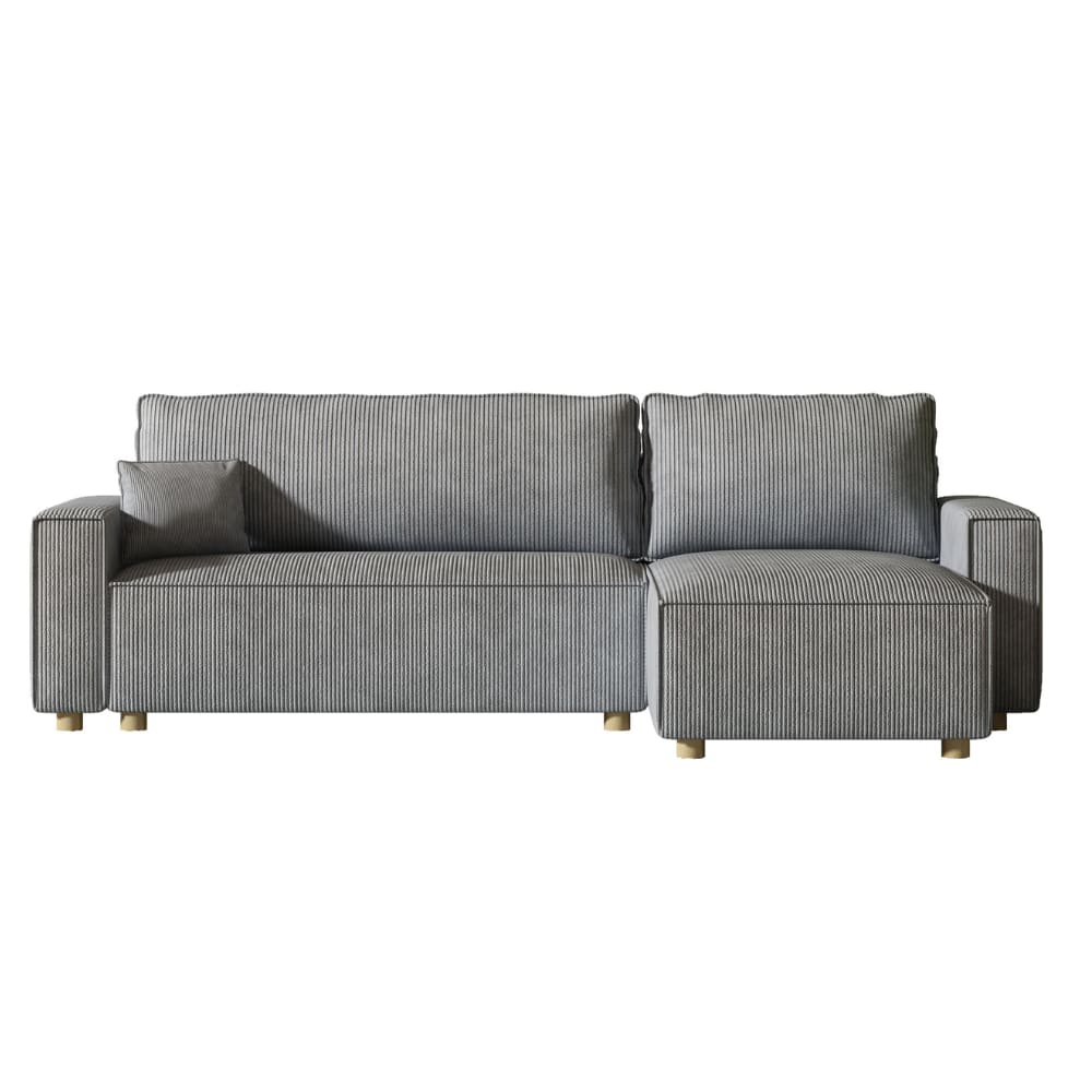 Ecksofa mit Schlaffunktion aus hellgrauem Cord - Maisons Du Monde