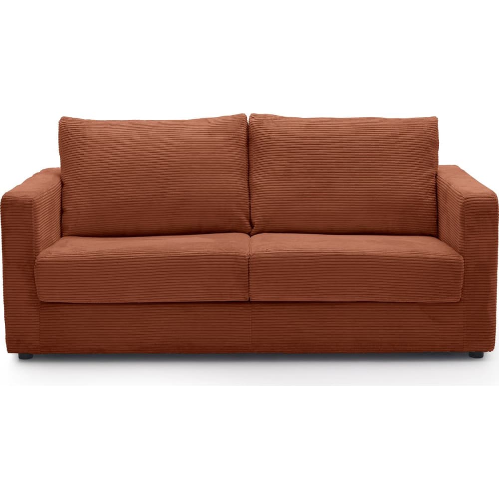 Canapé convertible semi-express 3 places en velours côtelé rouille