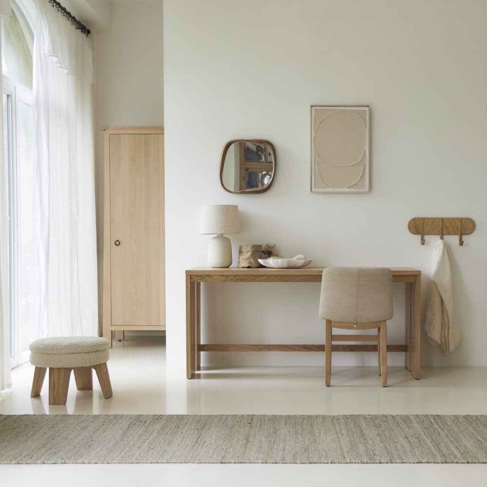 Tikamoon Schreibtisch aus massivem Eichenholz 160 cm style classic chic Beige
