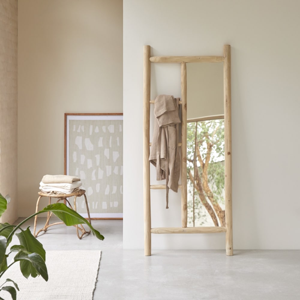 Tikamoon Ganzkörperspiegel mit Treibholzrahmen style classic chic Beige