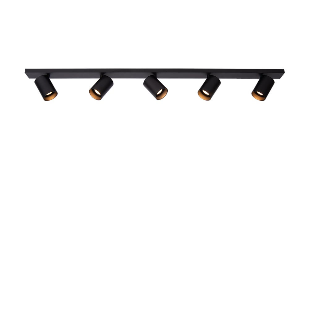 Spot pour plafond en métal, noir, 5 projecteurs, 12 cm