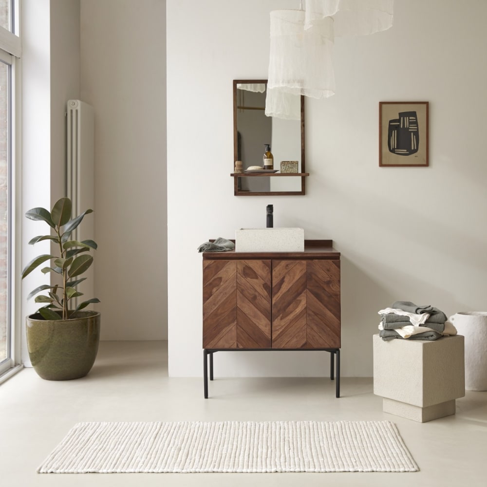 Tikamoon Badezimmermöbel aus massivem Palisanderholz 80 cm style vintage Braun