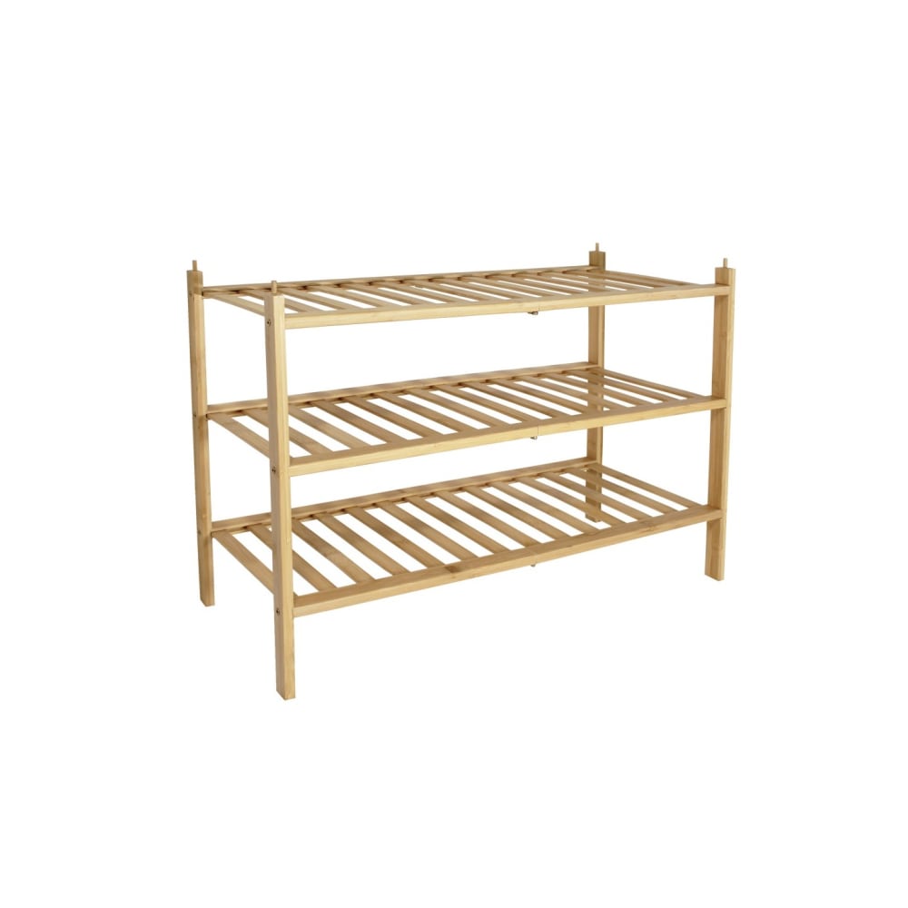 Étagère à chaussures 3 niveaux en bambou naturel 69 x 28 x 47,5 cm Étagère à chaussures 3 niveaux en bambou naturel 69 x 28 x 47,5 cm