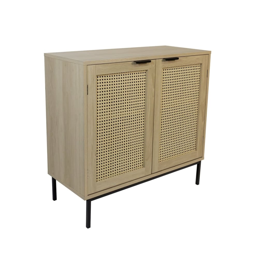 Box & beyond Sideboard mit 2 Rohrgeflechttüren, Naturholz, 80 x 35 x 75,5 cm style landhaus Braun