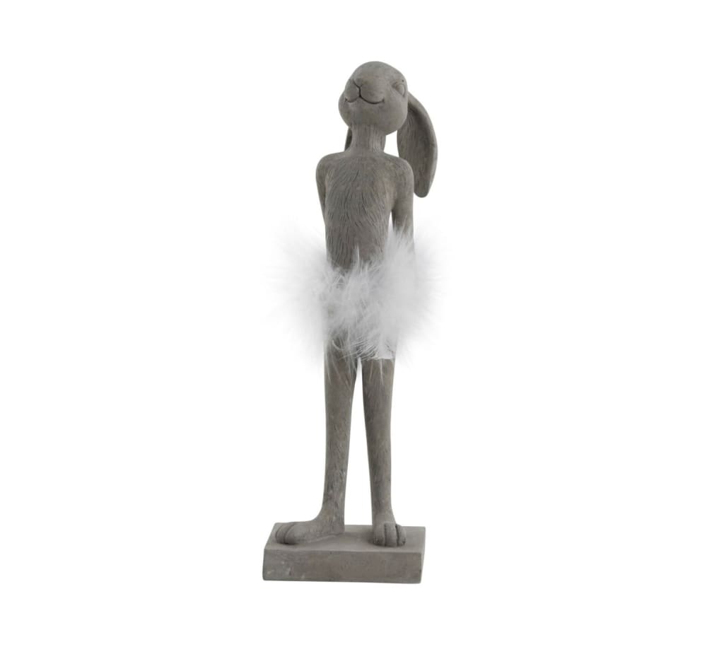 Blanc Mariclo Statuette Lapin en polyrésine gris H27 style classique chic