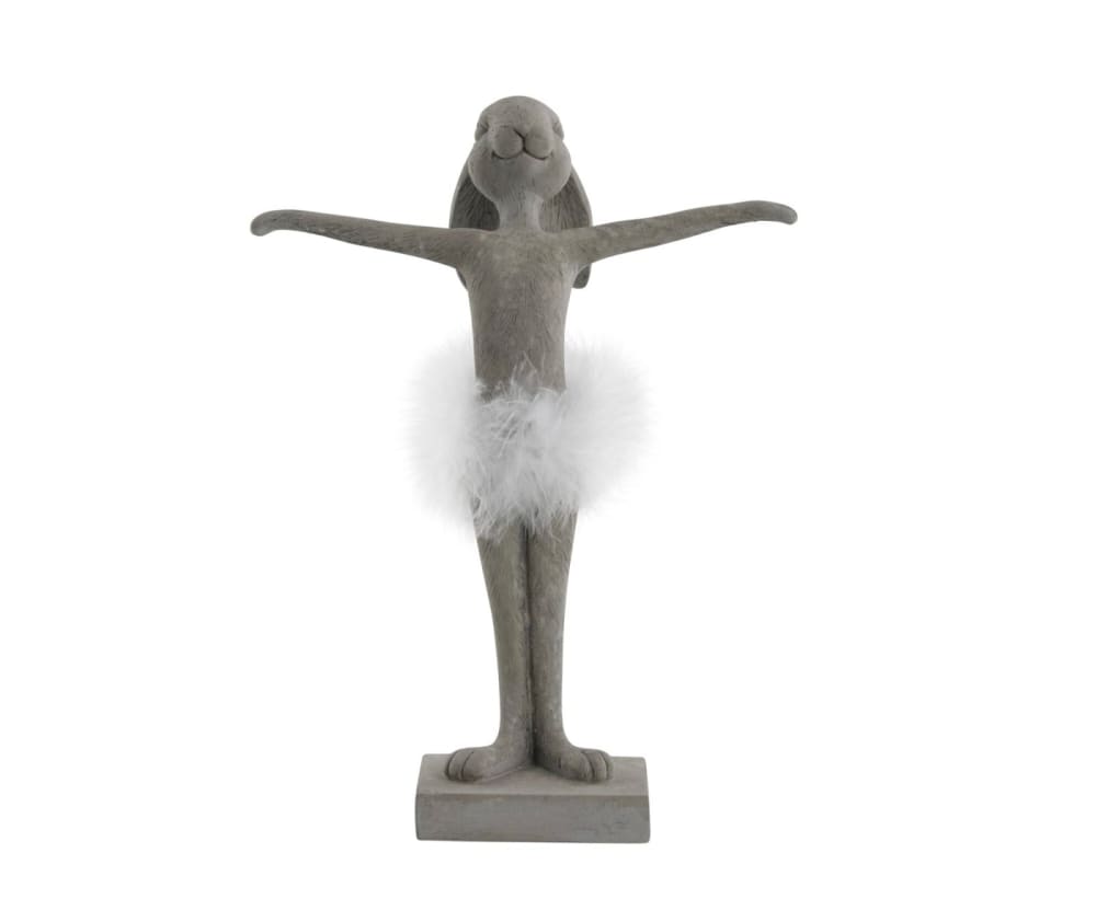 Lene Bjerre Statuette Lapin en polyrésine gris H27 style classique chic