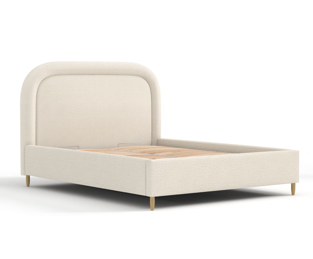 Maison de Reve Bett mit Kopfteil aus Chenille-Stoff, 180x200 cm Beige Öko-Tex Zertifikat Stoff
