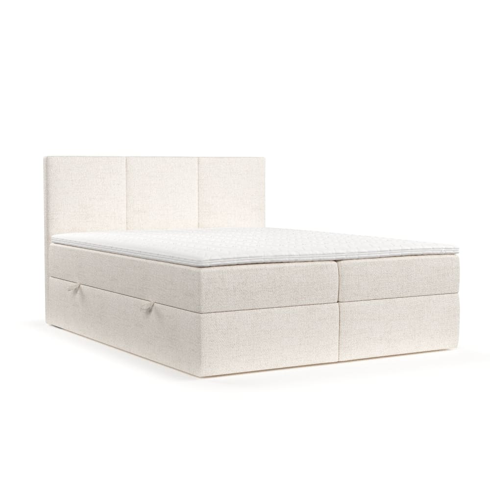 Liv&Lars Boxspringbett mit Kopfteil aus Webstoff, 200x200 cm Beige