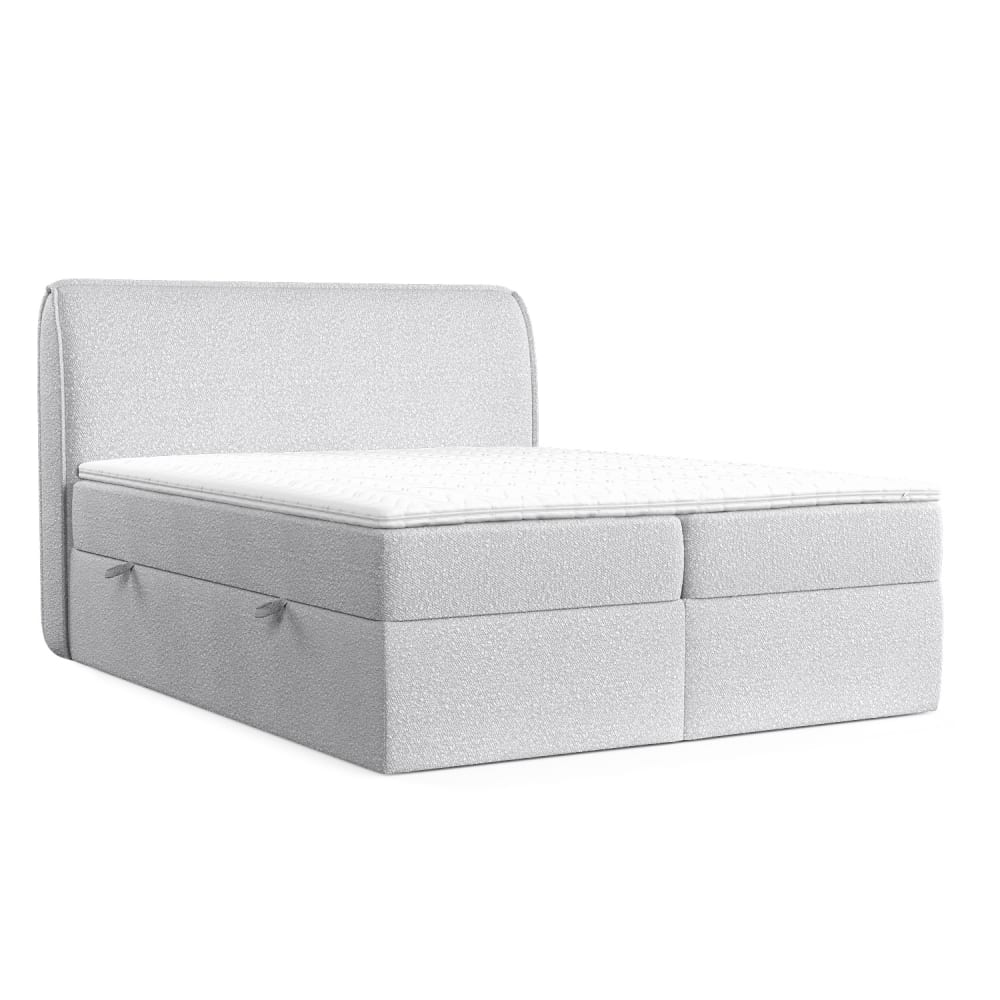 Maison de Reve Boxspringbett mit Kopfteil aus Bouclé-Stoff, 160x200 cm Grau Öko-Tex Zertifikat Stoff