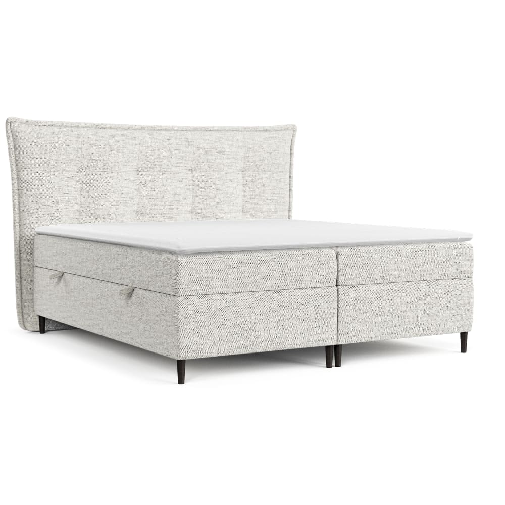 Maison de Reve Boxspringbett mit Kopfteil aus Webstoff, 160x200 cm Grau