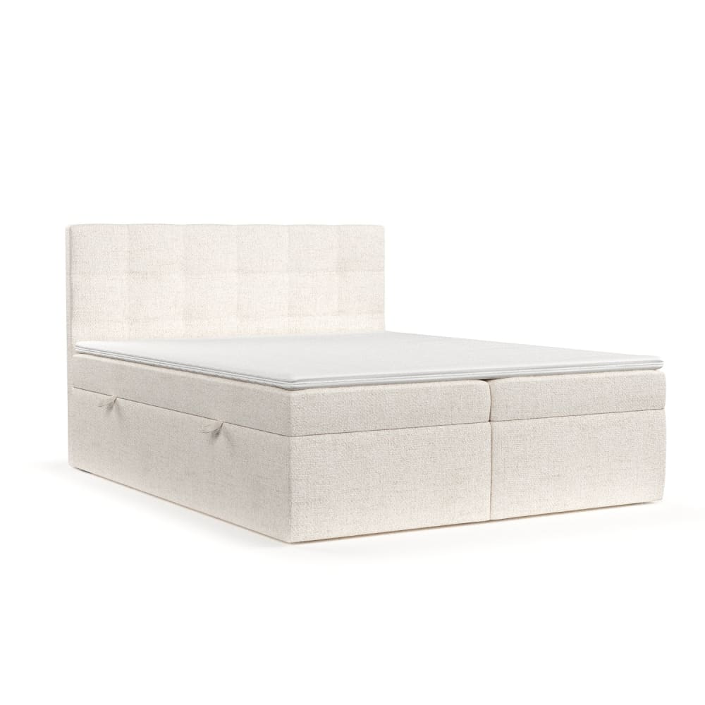 Liv&Lars Boxspringbett mit Kopfteil aus Webstoff, 160x200 cm Beige