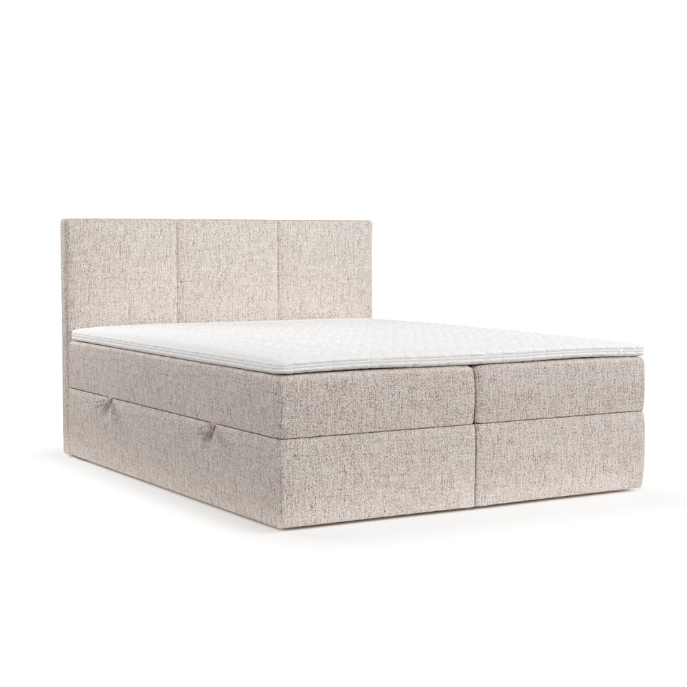 Liv&Lars Boxspringbett mit Kopfteil aus Webstoff, 140x200 cm Braun