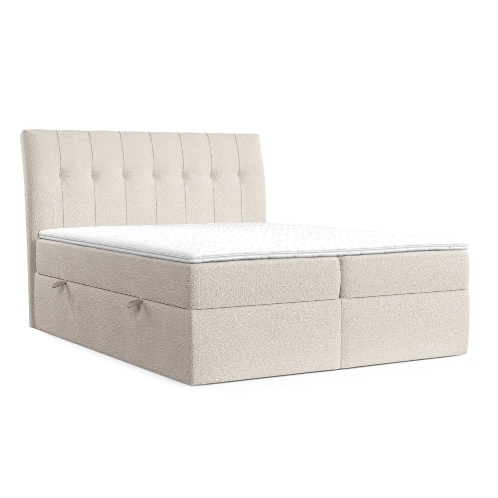 Maison de Reve Boxspringbett mit Kopfteil aus Bouclé-Stoff, 120x200 cm Beige Öko-Tex Zertifikat Stoff