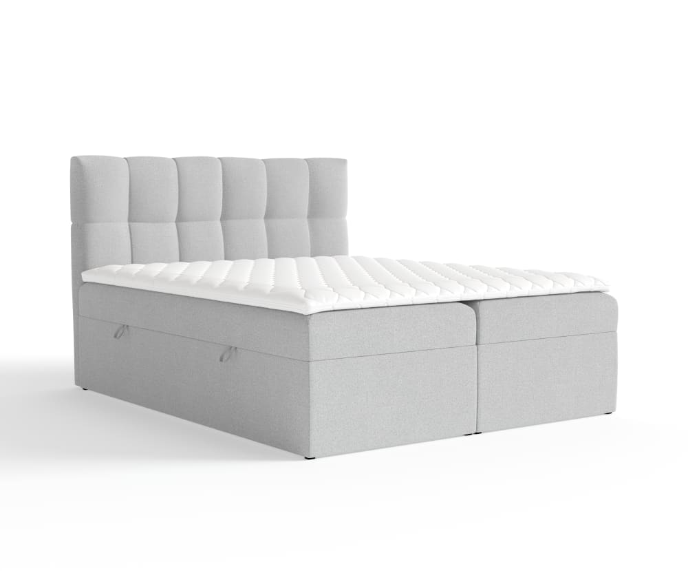 Liv&Lars Boxspringbett mit Kopfteil aus Samtstoff, 200x200 cm Grau