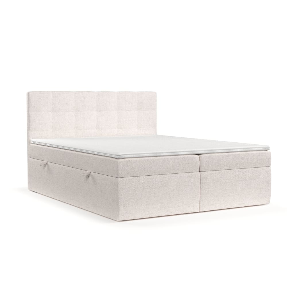Liv&Lars Boxspringbett mit Kopfteil aus Webstoff, 140x200 cm Beige