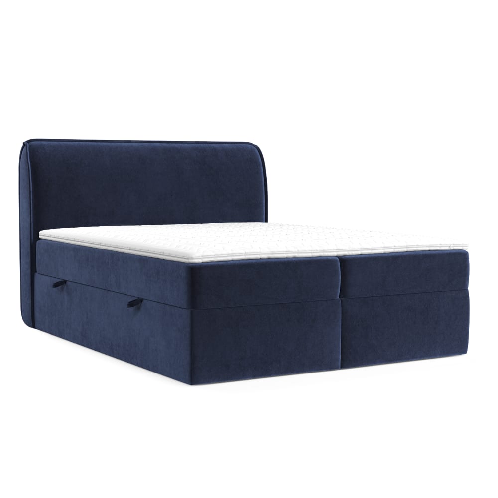 Maison de Reve Boxspringbett mit Kopfteil aus Samtstoff, 120x200 cm Blau Öko-Tex Zertifikat