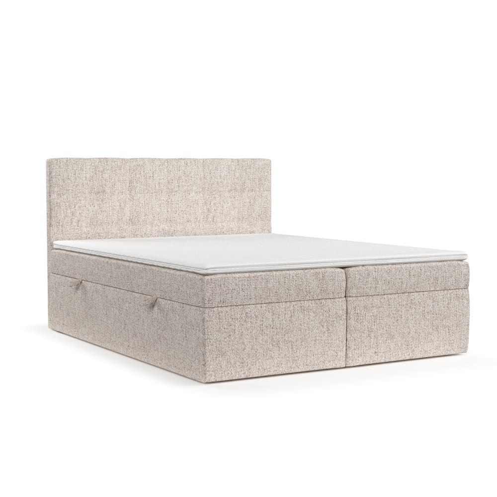 Liv&Lars Boxspringbett mit Kopfteil aus Webstoff, 180x200 cm Braun