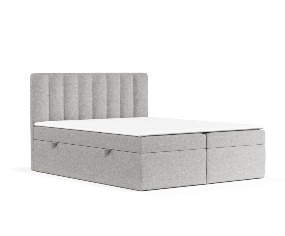 Liv&Lars Boxspringbett mit Kopfteil aus Webstoff, 180x200 cm Grau