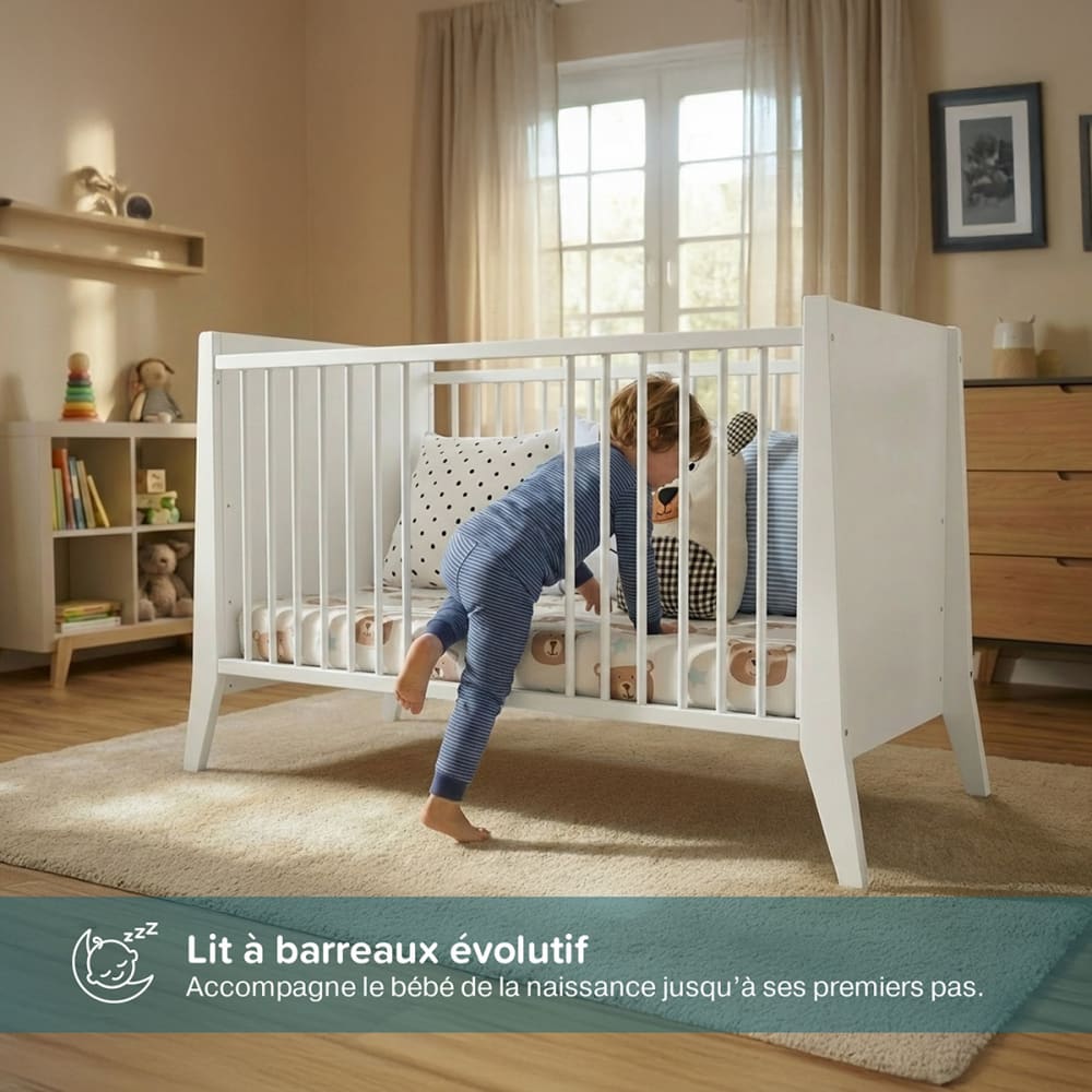 MINEA - Lit bébé évolutif   (matelas non inclus) 60x120 cm