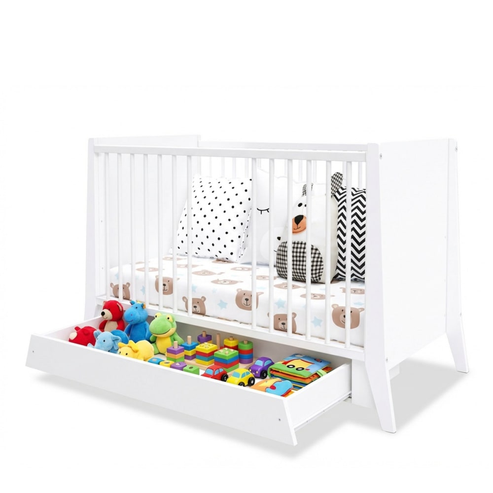 Lit bébé évolutif avec tiroir   (matelas non inclus) 60x120 cm (MINEA) - Image 1