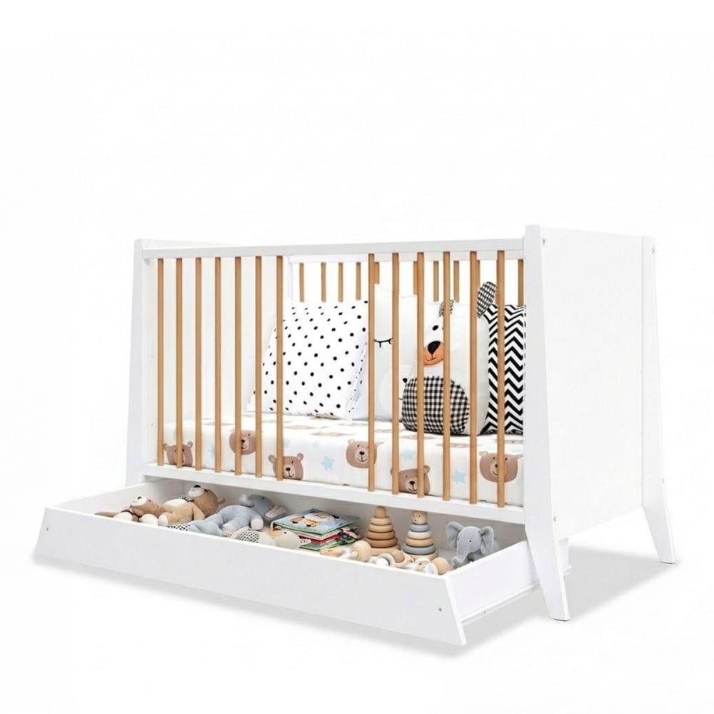 Lit bébé évolutif avec tiroir   (matelas non inclus) 60x120 cm (MINEA) - Image 2