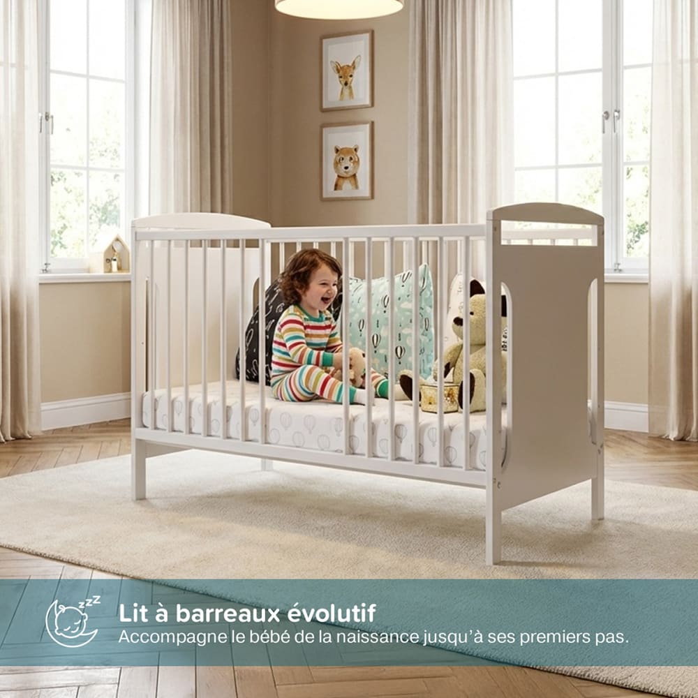 MINEA - Lit bébé évolutif   (matelas non inclus) 60x120 cm