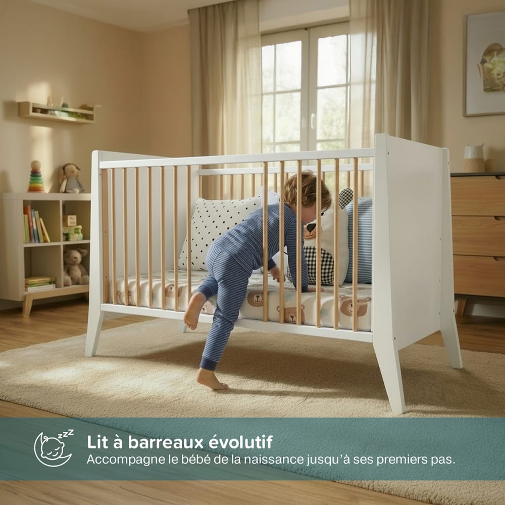 Lit bébé évolutif   (matelas non inclus) 60x120 cm