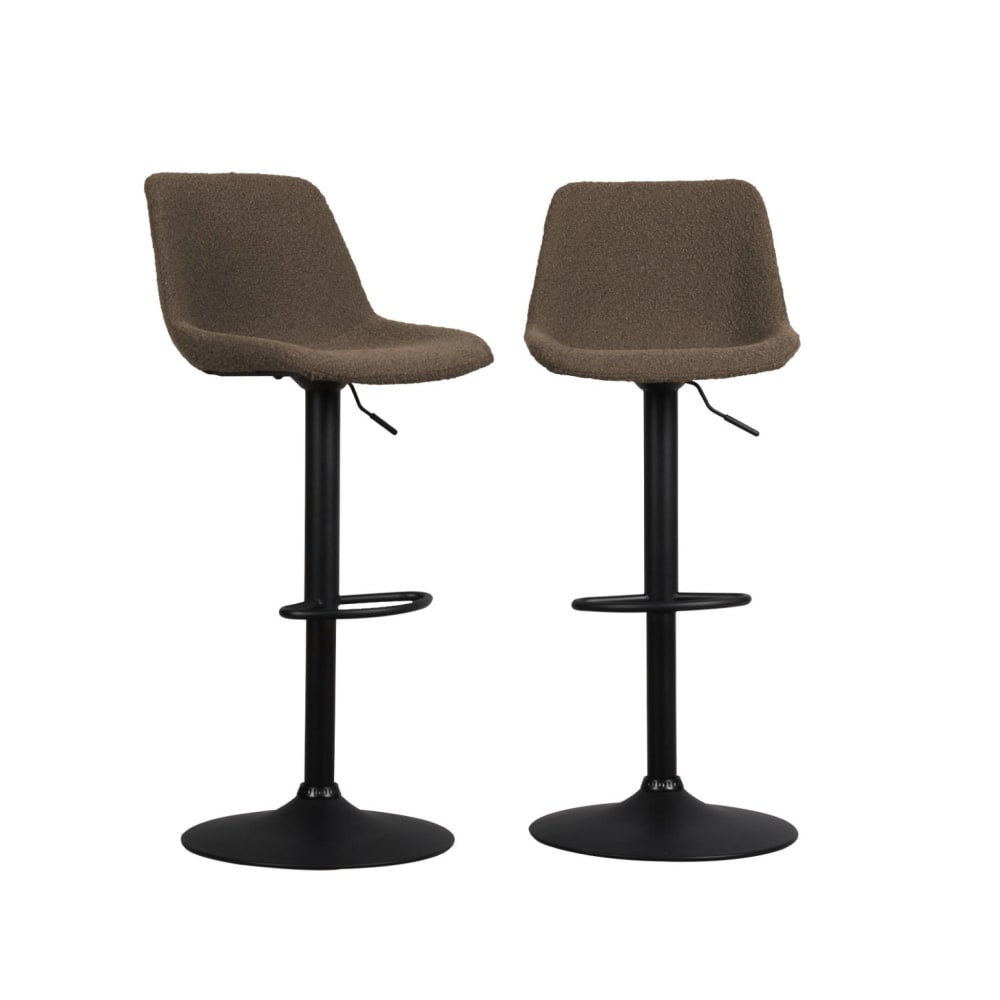 Lot de 2 tabourets de bar bouclettes taupe