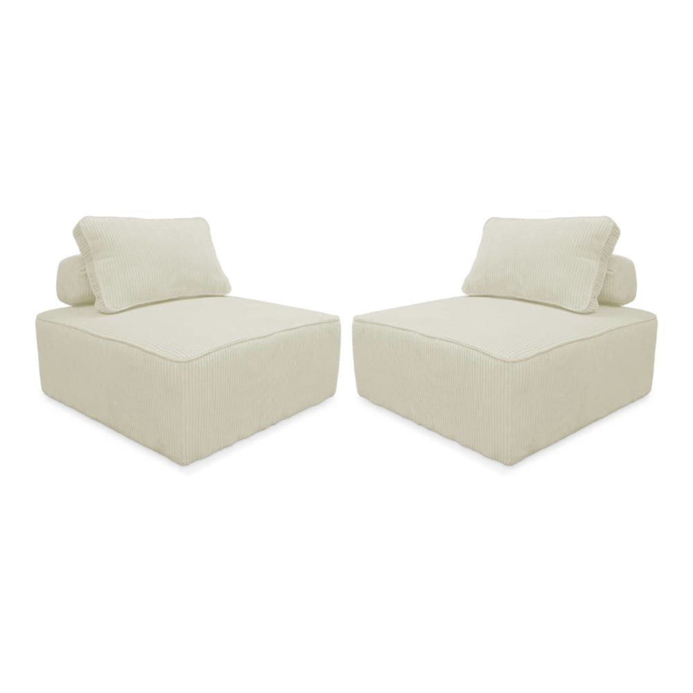 Lot de 2 chauffeuses pour canapé velours côtelé crème