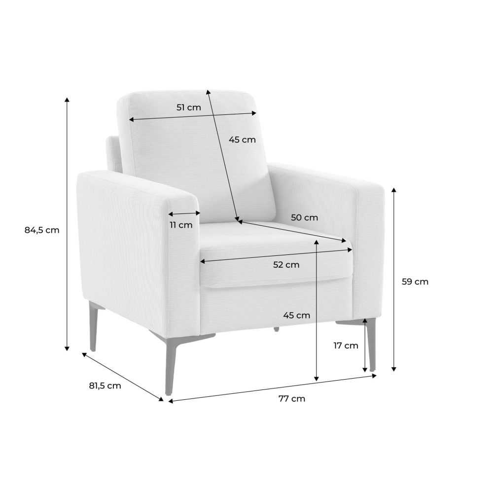 fauteuil en velours côtelé