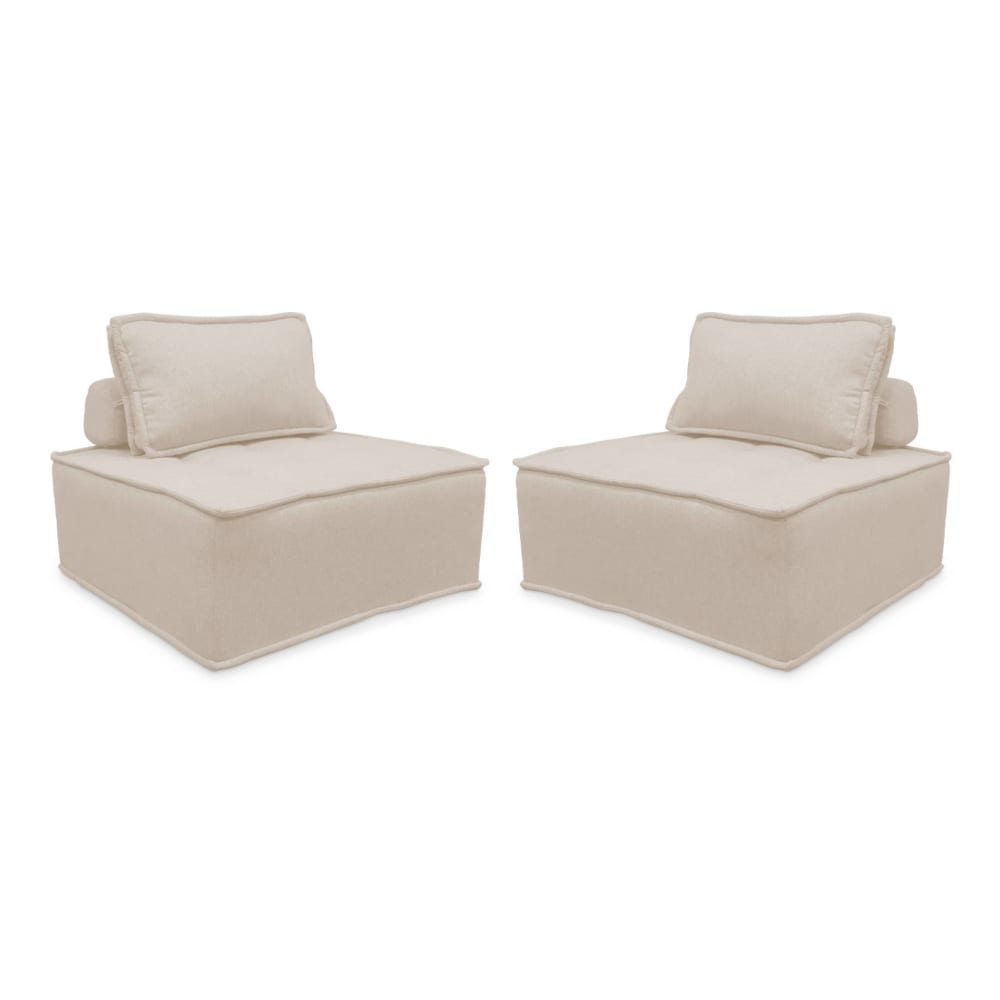 2 chauffeuses pour canapé tissu capitonné crème