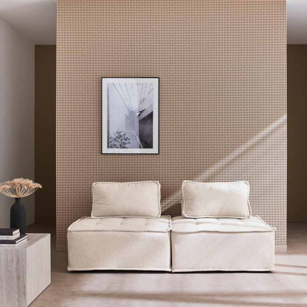 2 chauffeuses pour canapé tissu capitonné crème