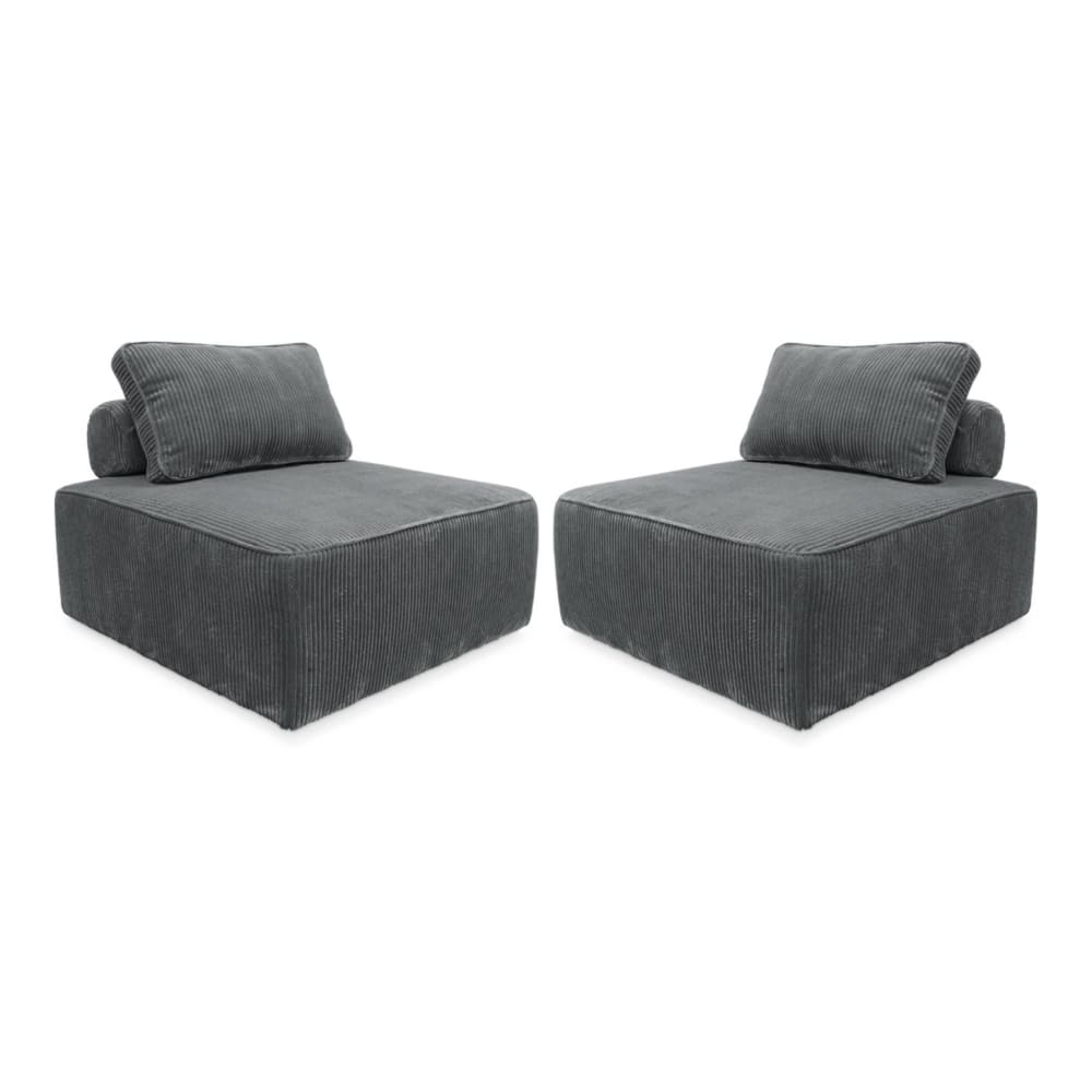 Lot de 2 chauffeuses pour canapé velours côtelé gris