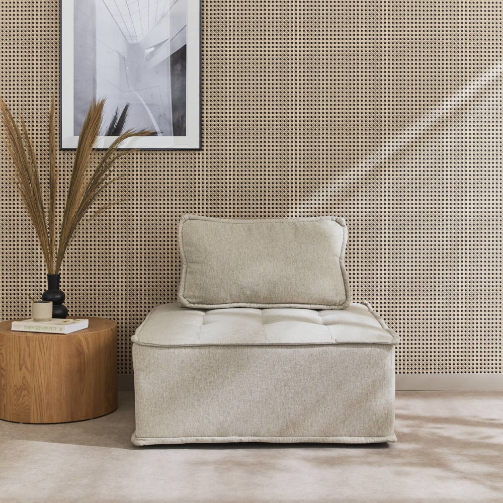 Chauffeuse pour canapé modulable tissu capitonné beige