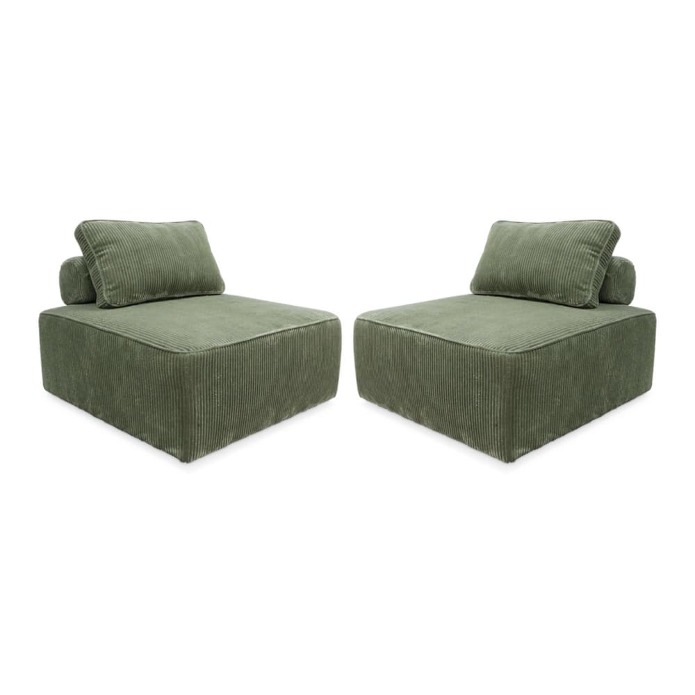 Lot de 2 chauffeuses pour canapé velours côtelé vert