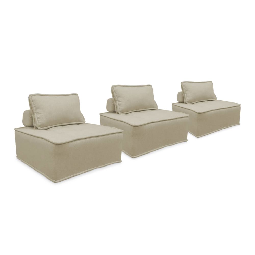Lot de 3 chauffeuses pour canapé modulables tissu beige